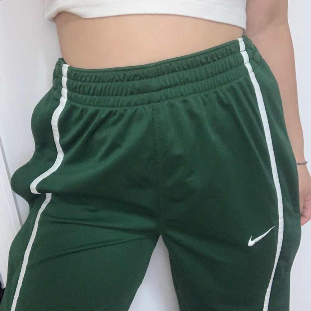 nike high waisted green tearaway track pants